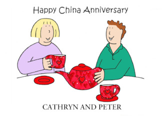 China Wedding Anniversary 20 Years Cartoon Couple Any Names