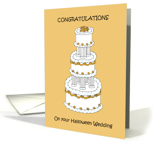 Congratulations on Halloween Wedding Stylish Cake Illustration card