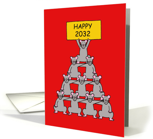 Chinese New Year of the Rat Happy 2032 Cartoon Rats Humor card