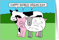 World Vegan Day November 1st Talking Cartoon Farm Animals card