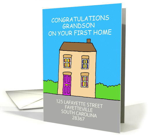 Congratulations Grandson on Your First Home to Personalize card