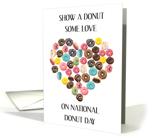 National Donut Day June Romantic Heart made out of Donuts card
