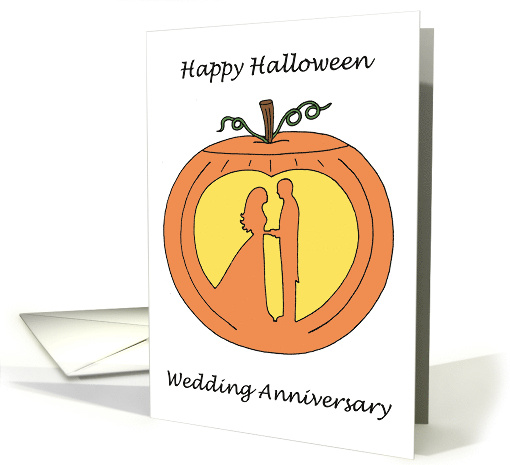 Happy Halloween Wedding Anniversary Romantic Carved Pumpkin card