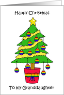 Happy Christmas Granddaughter Tree with Gay Flag Rainbow Baubles card