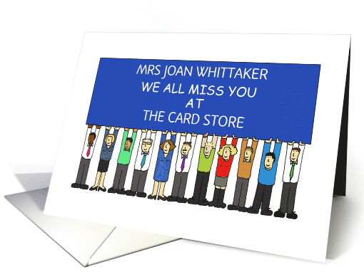 We Miss You Customer Retention Business Cartoon to Personalize card