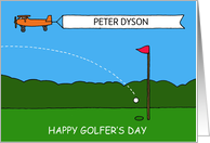 Golfer’s Day April 10th Hole in 1 Cartoon to Personalize any Name card