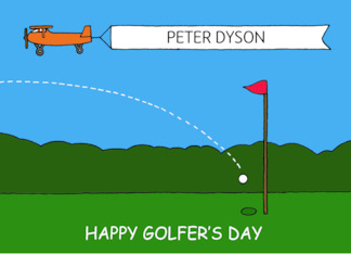 Golfer's Day April 10th Hole in 1 Cartoon to Personalize any Name