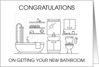 Congratulations New Bathroom Black and White Simple Illustration card