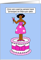 February 29th Birthday African American Lady on a Giant Cake card