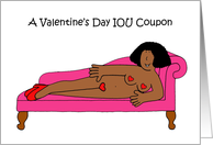 Valentine’s Day IOU Coupon African American Lady Wearing Hearts card