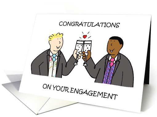 Congratulations Gay Multi Racial Male Couple on Engagement card