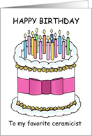 Happy Birthday to Potter Ceramicist Cartoon Cake and Candles card