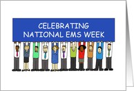 National EMS Week May Cartoon Group of People Holding a Banner card