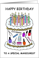 Happy Birthday to Manicurist Nail Technician Cartoon Decorated Cake card