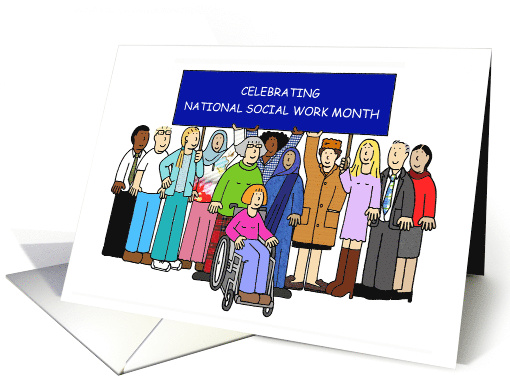 National Social Work Month March Cartoon Group of People card