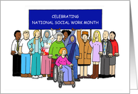 National Social Work Month March Cartoon Group of People card