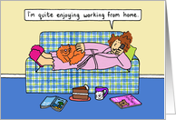 Coronavirus Self-isolation Working from Home Cartoon Humor card