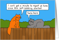 Coronavirus Self-isolation Cartoon Cats Sitting on a Fence Complaining card