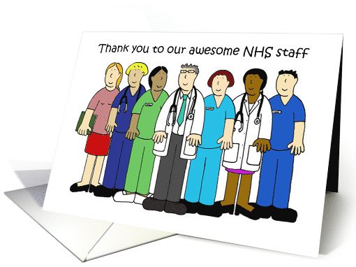 Thank you to NHS Medical Staff Cartoon Group Doctors and Nurses card