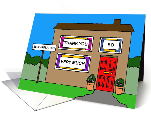 Coronavirus Self-isolating Thank You Cartoon House card (1607538)