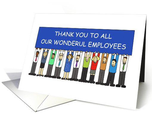 Coronavirus Thank You to Employees, Cartoon Group with a Banner. card