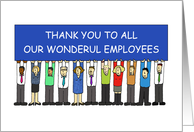 Coronavirus Thank You to Employees, Cartoon Group with a Banner. card