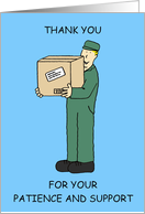 Coronavirus Thank You to Customer Cartoon Delivery Man card