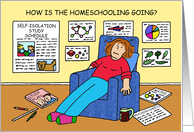 Coronavirus Self-isolating Homeschooling Cartoon Lady card