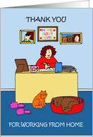 Coronavirus Thank you for Working from Home Cartoon Lady card