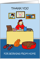 Coronavirus Thank you for Working from Home Cartoon Man card