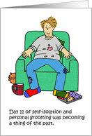 Coronavirus Self-isolating Lack of Personal Grooming Man Cartoon card