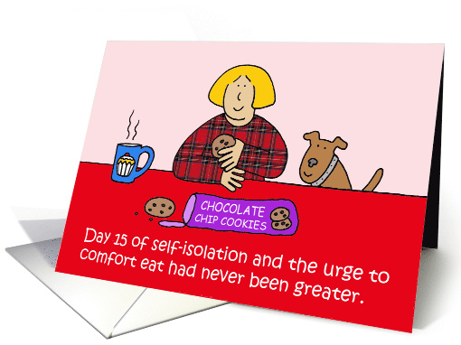 Coronavirus Self-isolation Comfort Eating Cartoon Humor card (1608656)