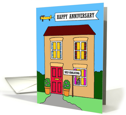 Coronavirus Self-isolation Happy Anniversary Cartoon House card