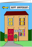 Coronavirus Self-isolation Happy Anniversary Cartoon House card