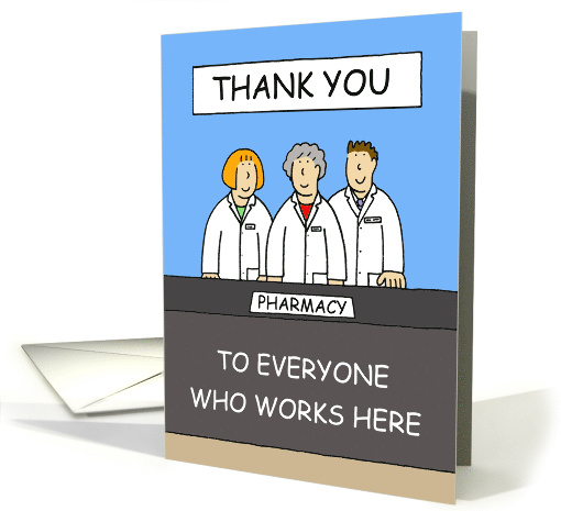 Thank you to Pharmacy Staff Cartoon Group of Pharmacists card