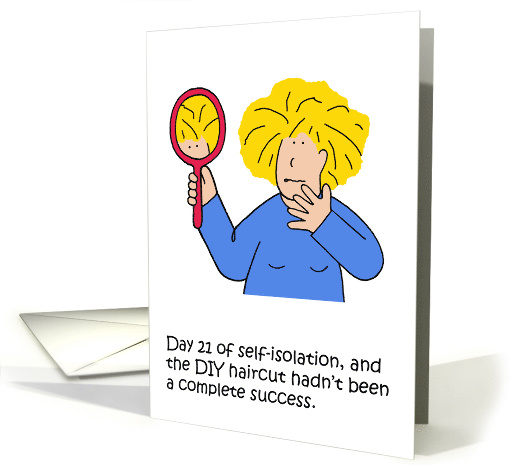Coronavirus Self-isolation DIY Own Haircut Cartoon Humor card