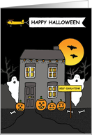 Coronavirus Self-isolation Happy Halloween Spooky Cartoon House card