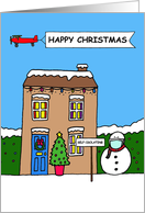 Coronavirus Self-isolation Happy Christmas Cartoon Festive House card