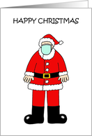Coronavirus Happy Christmas Santa in Face Mask Cartoon card