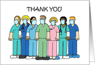 Coronavirus Thank you To Medical Staff Cartoon Group in Face Masks card