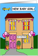 Coronavirus Self-isolation Congratulations New Baby Girl Cartoon card