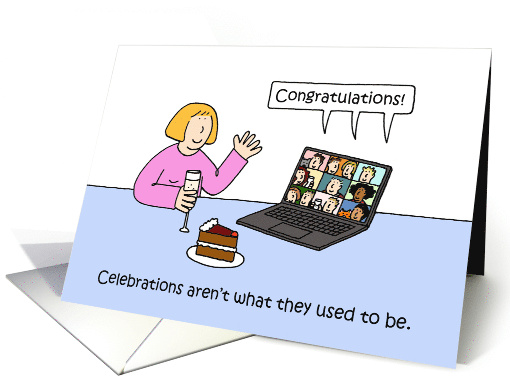 Coronavirus Self-isolating Virtual Congratulations Party Cartoon card