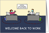 Coronavirus Welcome Back to Work Employees in Facemasks Cartoon card