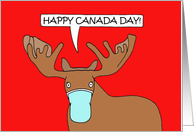 Coronavirus Moose Wearing a Facemask Happy Canada Day Cartoon card