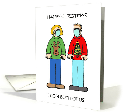 Coronavirus Happy Christmas from Both of Us Cartoon Couple card
