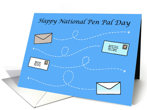 June 1st National Pen Pal Day Cartoon Letters in Transit card