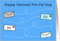 June 1st National Pen Pal Day Cartoon Letters in Transit card