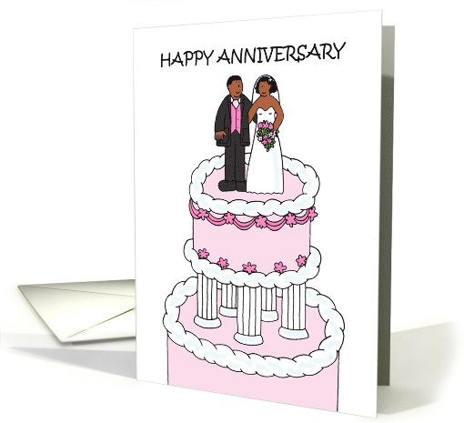 Happy Wedding Anniversary to Wife African American Cartoon Couple card