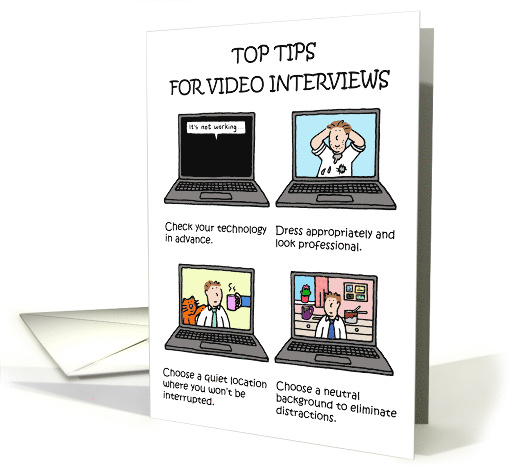 Good Luck Remote Online Video Interview Cartoon Top Tips... (1624642)
