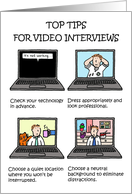 Good Luck Remote Online Video Interview Cartoon Top Tips for Success card